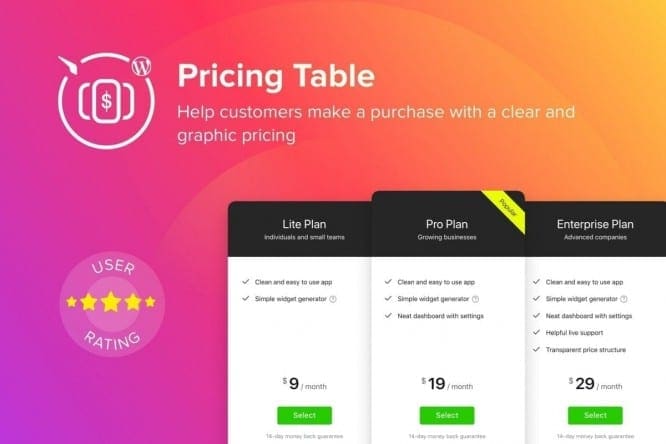 Elfsight - Pricing Table - Tablas de Precios